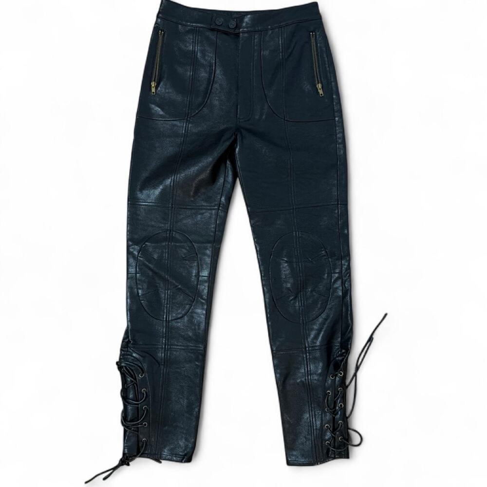 Mother womens black faux leather motobiker style